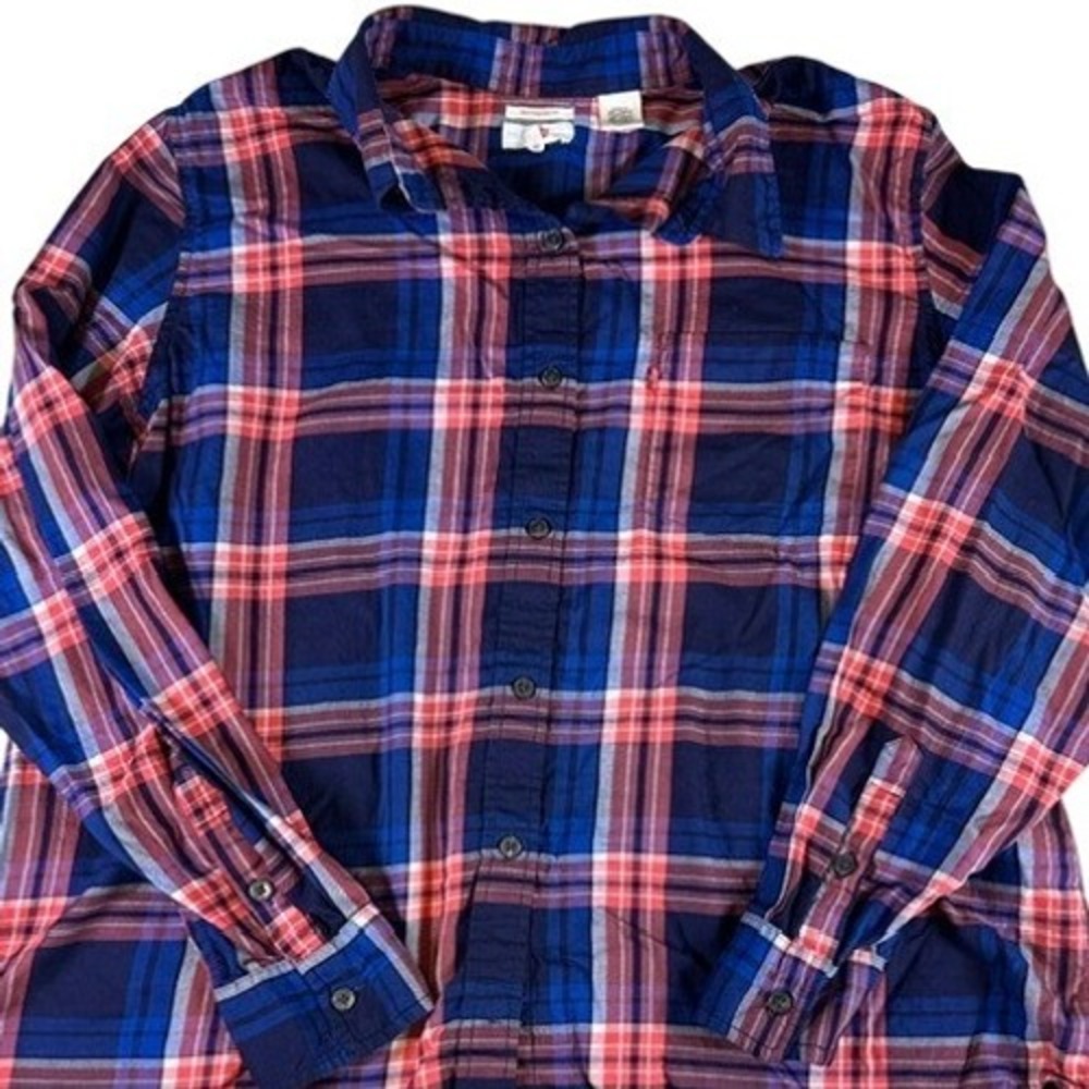 Levi's Women's Boyfriend Fit Long Sleeve Button Up Flannel Shirt XL Blue Red